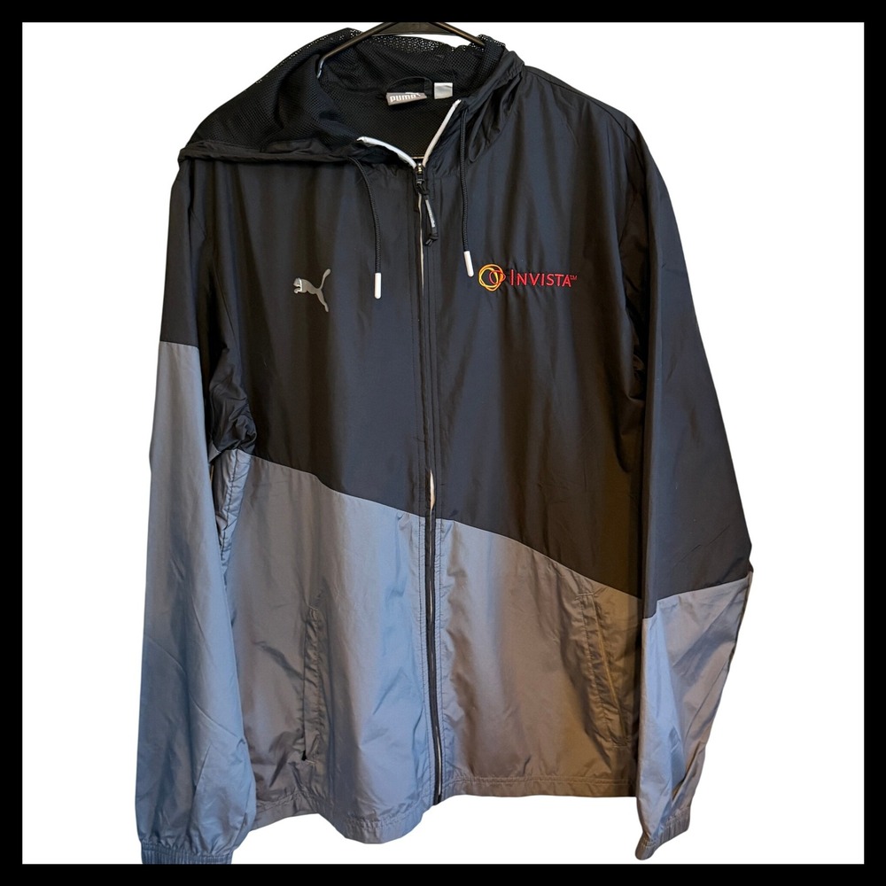 Puma Windbreaker Jacket Black Gray Mens Large